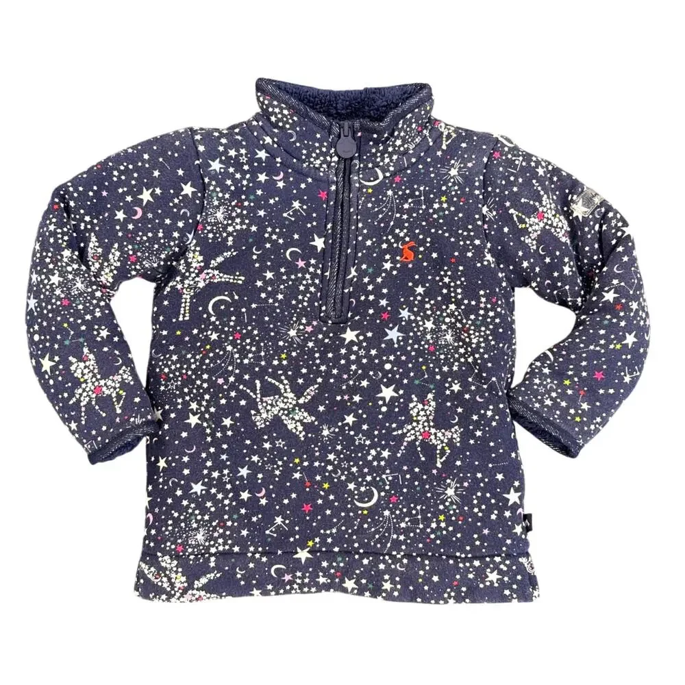 Joules Kids Navy Star Half-Zip Fleece-Lined Pullover Size 5 years